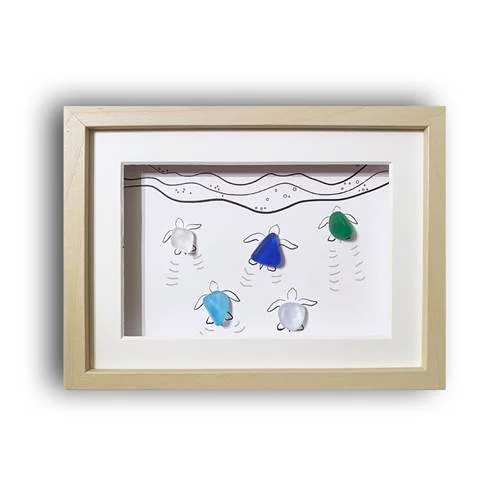 Sea Glass Turtle Art 5x7 — Coastal Magpie